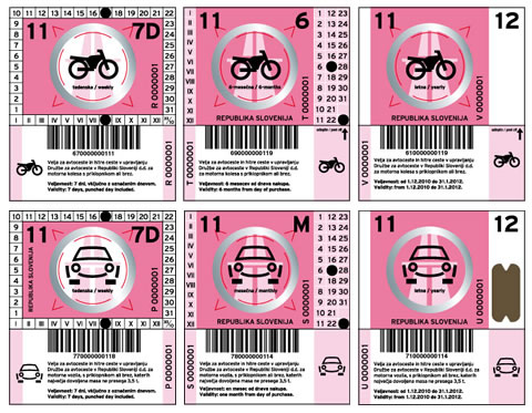Dialnicne znamky platne v Slovinsku v roku 2011