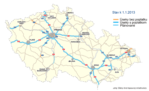 Ceske dialnice a rychlostne useky 2013