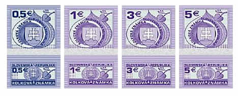 ceniny: kolkov� zn�mky pre rok 2009, hodnota: 0,5 Eur - 5,0 Eur