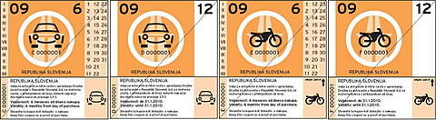 Dialnicne znamky platne v Slovinsku v roku 2009